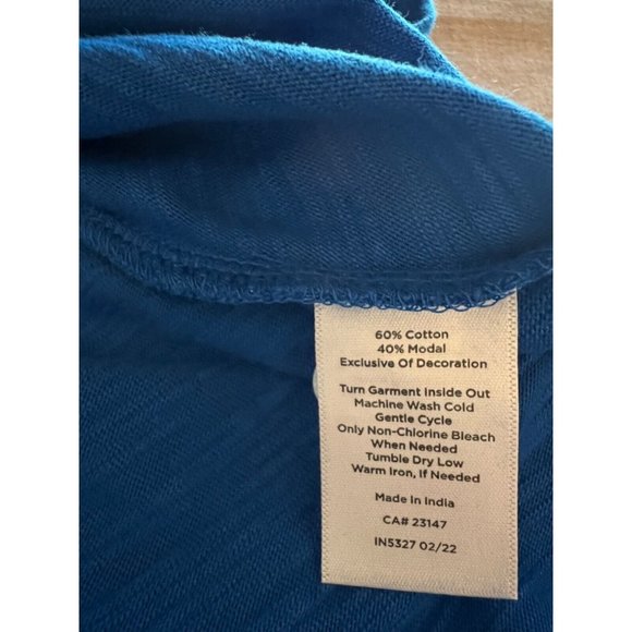 Talbots Dress M Medium Cobalt Blue Stretch Eyelet Slub Cotton Square Neck NEW - Picture 10 of 11